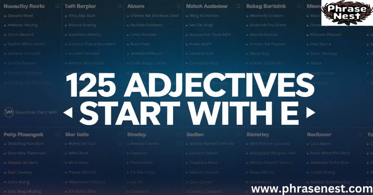 125 Adjectives Start with E